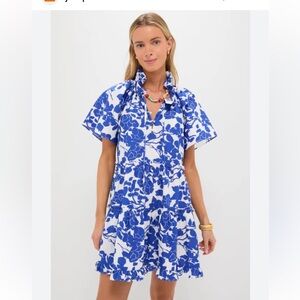 Blue and White Floral Ruffle Dress hyacinth house